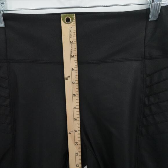 Athleta Pants Womens Medium Black Delancey Gleam Moto Tight Leggings Ankle Zip - Picture 5 of 12